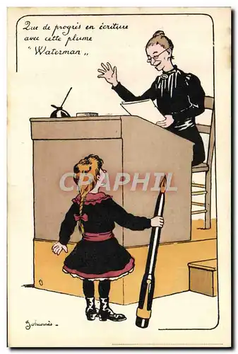 Cartes postales Style a plume Waterman Publicite