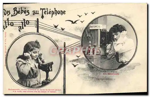 Ansichtskarte AK Telephone Les bebes au telephone