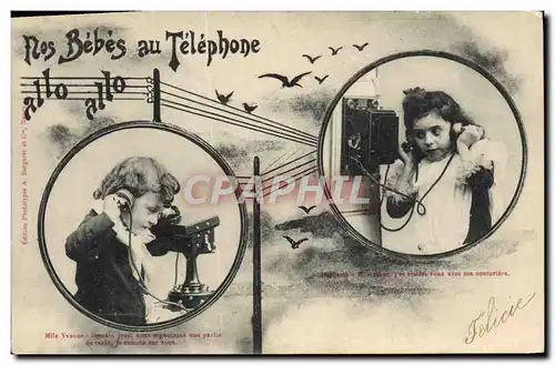 Ansichtskarte AK Telephone Les bebes au telephone