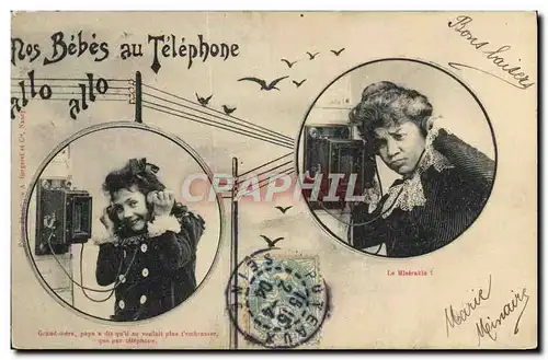 Cartes postales Telephone Les bebes au telephone