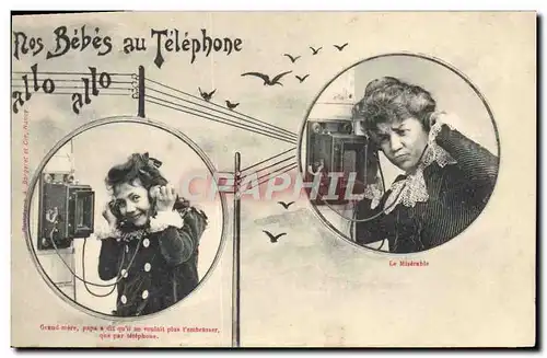 Ansichtskarte AK Telephone Les bebes au telephone