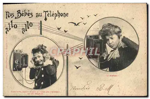 Cartes postales Telephone Les bebes au telephone