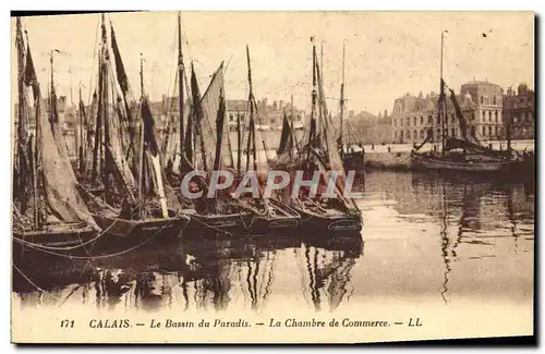 Cartes postales Bateau Calais Le bassin du paradis La chambre de commerce