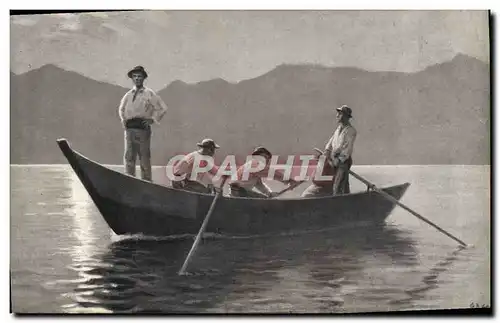 Cartes postales Bateau Retour de peche Evian les Bains Source Cachat