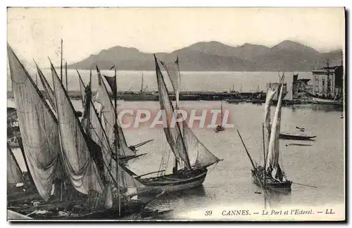 Cartes postales Bateau Cannes Le port et l'Esterel