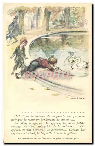 Ansichtskarte AK Illustrateur Poulbot Victor Hugo Les Miserables Cygne