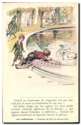 Cartes postales Illustrateur Poulbot Victor Hugo Les Miserables Cygne