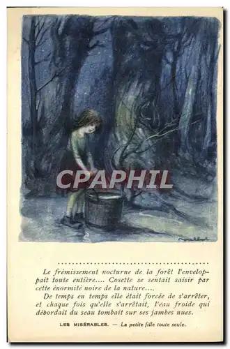 Cartes postales Illustrateur Poulbot Victor Hugo Les Miserables La petite fille toute seule