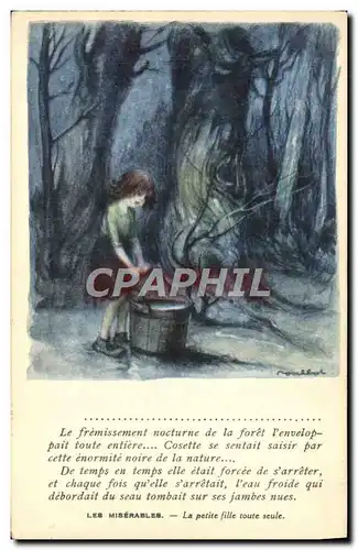 Cartes postales Illustrateur Poulbot Victor Hugo Les Miserables La petite fille toute seule