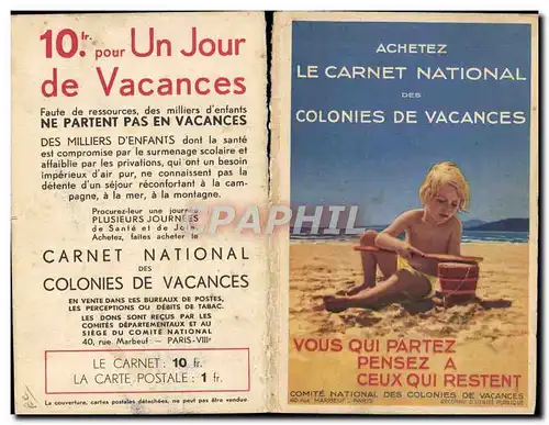Cartes postales Livret Colonies de Vacances Loterie Nationale
