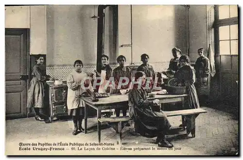 Cartes postales Ecole publique de Seine et Marne Ecole Uruguay France La lecon de cuisine Eleves preparant le me