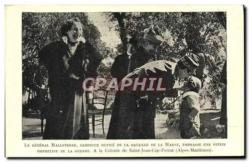 Cartes postales Le general Malleterre glorieux mutile de guerre de la Marne Orpheline Colonie de Saint Jean Cap