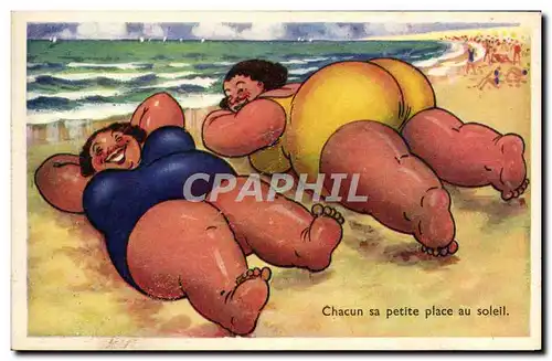 Cartes postales Fantaisie Illustrateur Femmes Fortes Plage