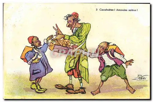 Cartes postales Fantaisie Illustrateur Afrique du Nord Cacahuetes Amandes salees