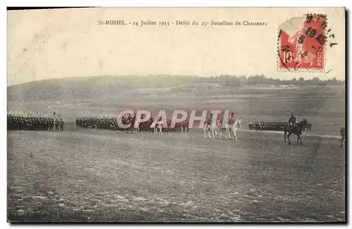 Cartes postales Militaria St Mihiel 14 juillet 1913 Defile du 25eme bataillon de chasseurs