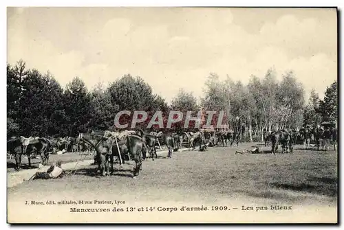 Ansichtskarte AK Militaria Manoeuvres des 13 et 14eme corps d&#39armee 1909 Les pas bileux