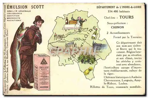 Cartes postales Emulsion Scott Poisson Departement Indre et Loire Tours