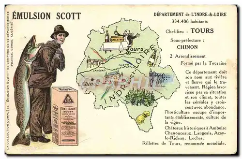 Cartes postales Emulsion Scott Poisson Departement Indre et loire Tours Chinon