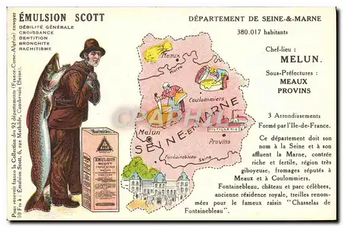 Cartes postales Emulsion Scott Poisson Departement Seine et Marne Melun Meaux Provins