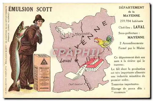 Cartes postales Emulsion Scott Poisson Departement Mayenne Laval