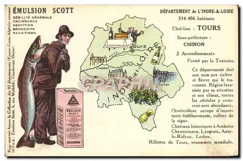 Cartes postales Emulsion Scott Poisson Departement Indre et Loire Tours Chinon