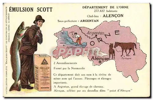 Cartes postales Emulsion Scott Poisson Departement Orne Alencon cheval