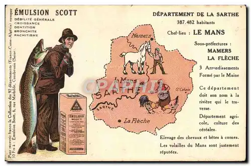 Ansichtskarte AK Emulsion Scott Poisson Departement Sarthe Le Mans Mamers La Fleche Cheval