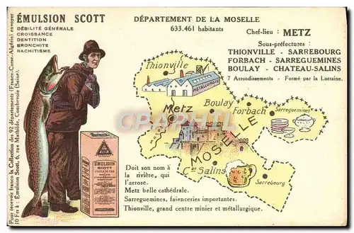 Cartes postales Emulsion Scott Poisson Departement Moselle Metz Thionville Sarrebourg Forbach