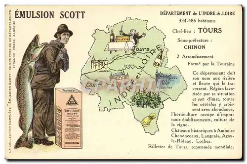 Cartes postales Emulsion Scott Poisson Departement Indre et loire Tours Chinon