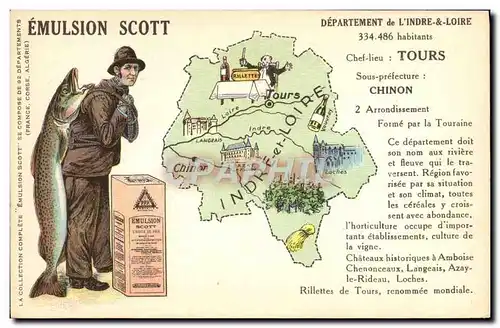 Cartes postales Emulsion Scott Poisson Departement Indre et Loire Tours Chinon