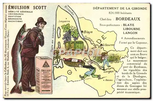 Cartes postales Emulsion Scott Poisson Departement Gironde Bordeaux Blaye Libourne Langon