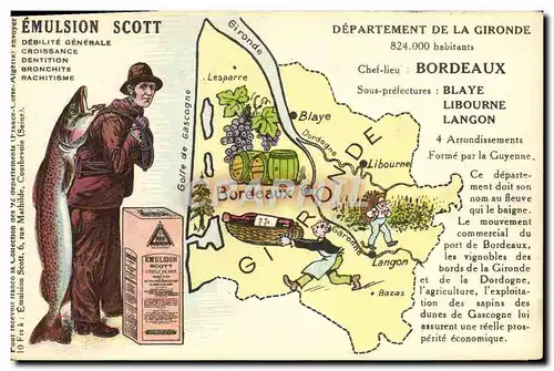 Cartes postales Emulsion Scott Poisson Departement Gironde Bordeaux Blaye Libourne Langon