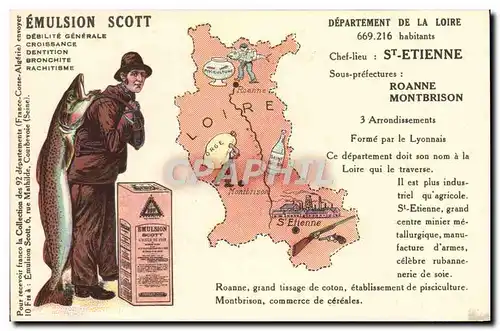 Cartes postales Emulsion Scott Poisson Departement Loire St Etienne Roanne Montbrison