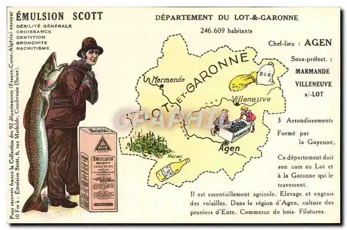Cartes postales Emulsion Scott Poisson Departement Lot & Garonne Agen