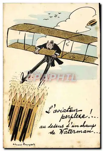 Cartes postales Ecriture L&#39aviateur perplexe Waterman TOP Avion