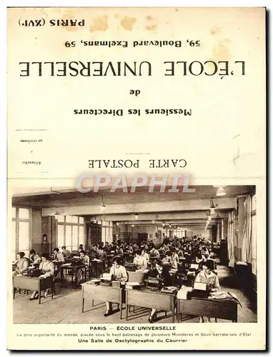 Cartes postales Paris Ecole universelle Une salle de dactylographie du courrier