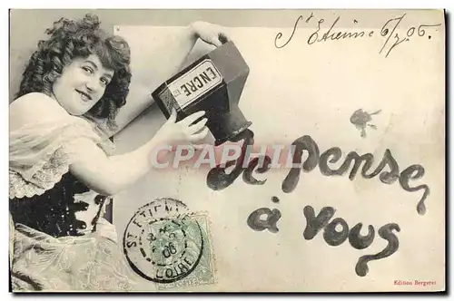 Cartes postales Fantaisie Femme Encre Ecriture