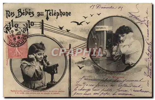 Cartes postales Fantaisie Telephone Nos bebes au telephone