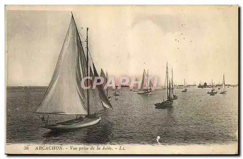 Cartes postales Bateau Peche Arcachon Vue prise de la jetee