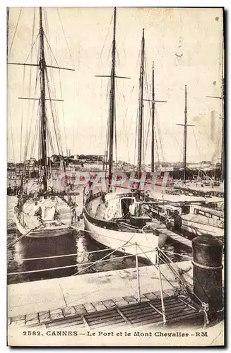 Cartes postales Bateau Peche Cannes Le port et le Mont Chevalier