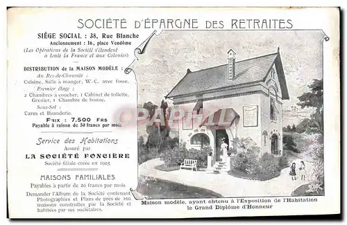 Cartes postales Societe d&#39Epargne des retraites Rue Blanche Maison modele