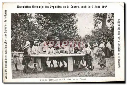 Cartes postales Orphelins de Guerre Aout 1914 Sur la terrasse du chateau de la Pomme