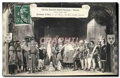 Cartes postales Cercle ouvrier Saint Thomas Reims 1909 Jeanne d&#39Arc Le roi anoblit la reine