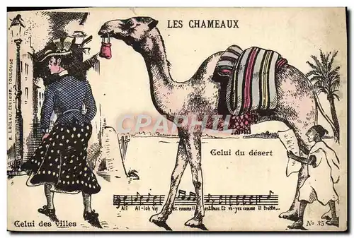 Ansichtskarte AK Fantaisie Illustrateur Les chameaux Celui du desert