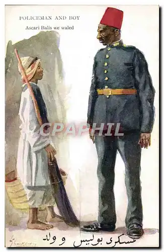 Cartes postales Fantaisie Illustrateur Policeman and boy Policier Egypte Egypt