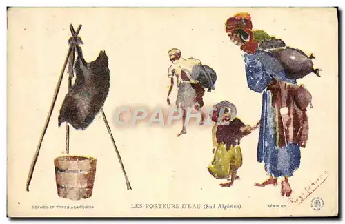 Cartes postales Fantaisie Illustrateur Les porteurs d&#39eau Sud Algerien