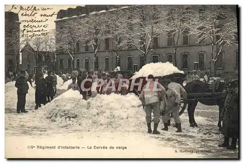 Cartes postales Militaria 115eme regiment d&#39infanterie La corvee de neige