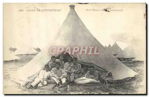 Ansichtskarte AK Militaria Camp de Coetquidan Une tente et ses habitants