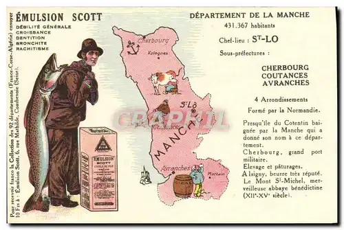 Cartes postales Emulsion Scott Departement Manche St Lo Cherbourg Coutances Avanches