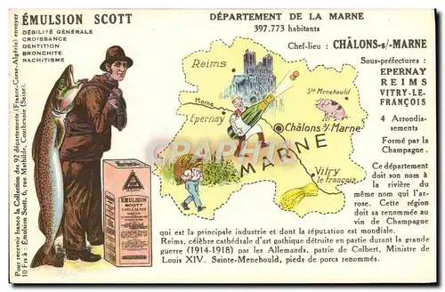 Cartes postales Emulsion Scott Departement Marne Epernay Reims Vitry le Francois